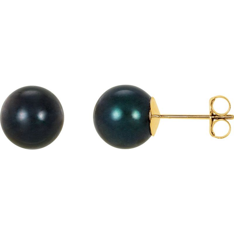 Pearl Stud Earrings — Cultured Black Akoya