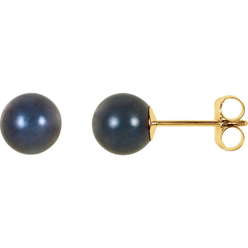 Pearl Stud Earrings — Cultured Black Akoya