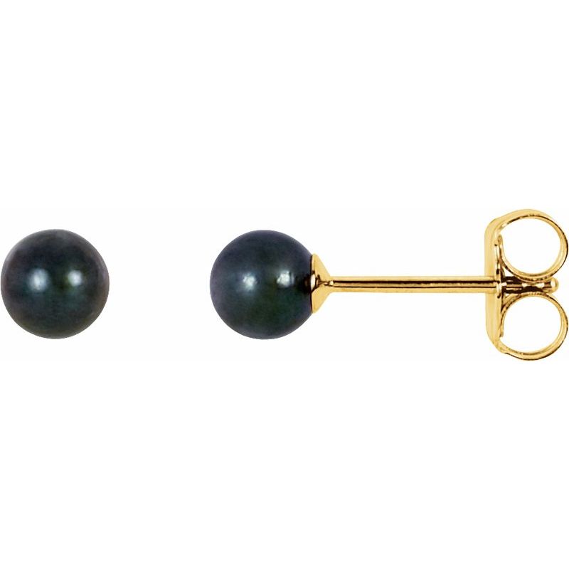 Pearl Stud Earrings — Cultured Black Akoya