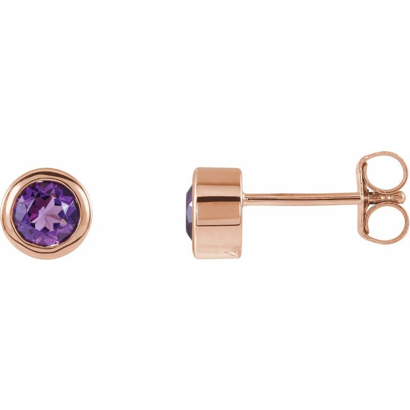 Round Bezel-Set Birthstone Stud Earrings