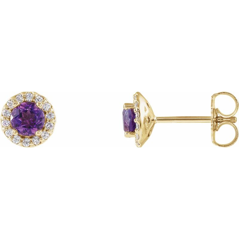 Round 4-Prong Halo-Style Earrings — Natural Diamond