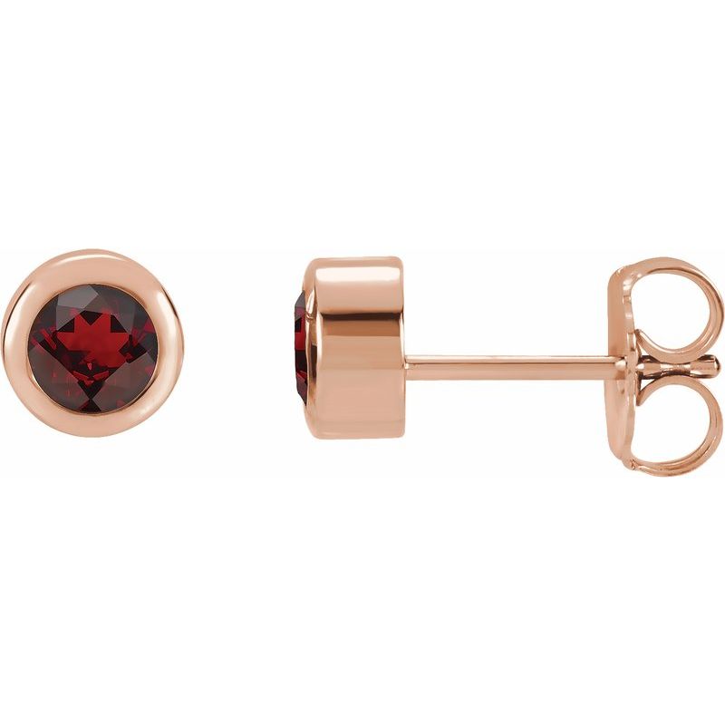 Round Bezel-Set Birthstone Stud Earrings