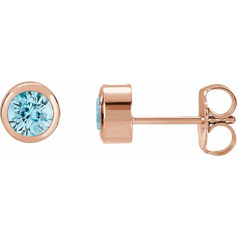 Round Bezel-Set Birthstone Stud Earrings