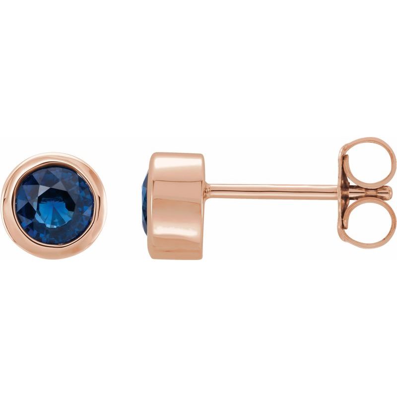 Round Bezel-Set Birthstone Stud Earrings