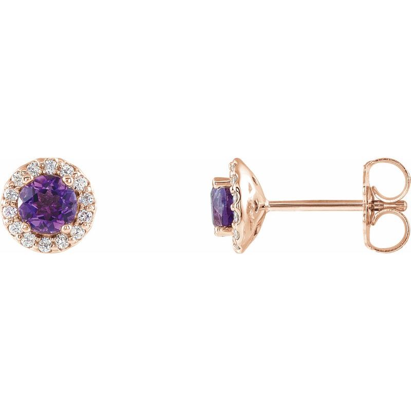 Round 4-Prong Halo-Style Earrings — Natural Diamond
