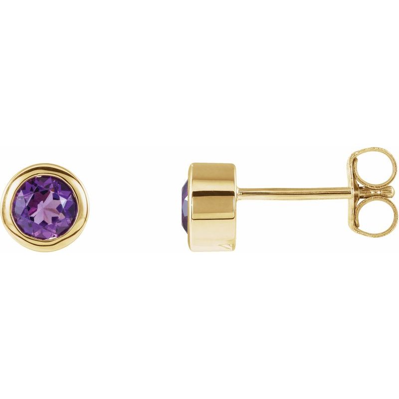 Round Bezel-Set Birthstone Stud Earrings