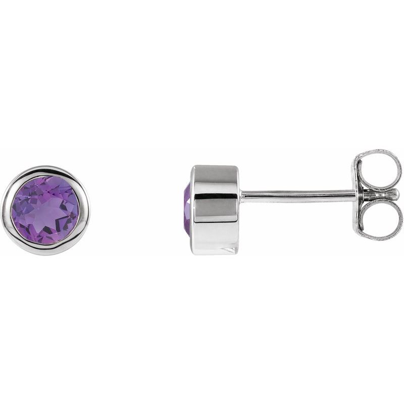 Round Bezel-Set Birthstone Stud Earrings