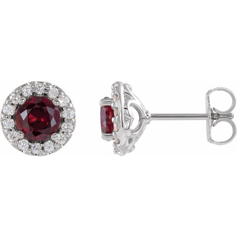 Round 4-Prong Halo-Style Earrings — Diamond