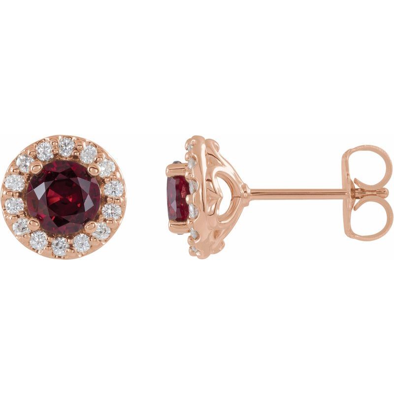 Round 4-Prong Halo-Style Earrings — Diamond