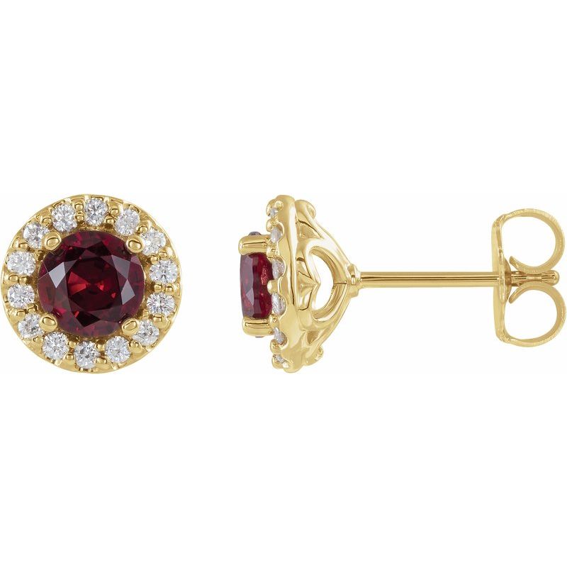Round 4-Prong Halo-Style Earrings — Diamond