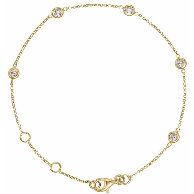 Bezel-Set Station Bracelet — 1/4 ctw Natural Diamond 5-Station 5 1/2-7"