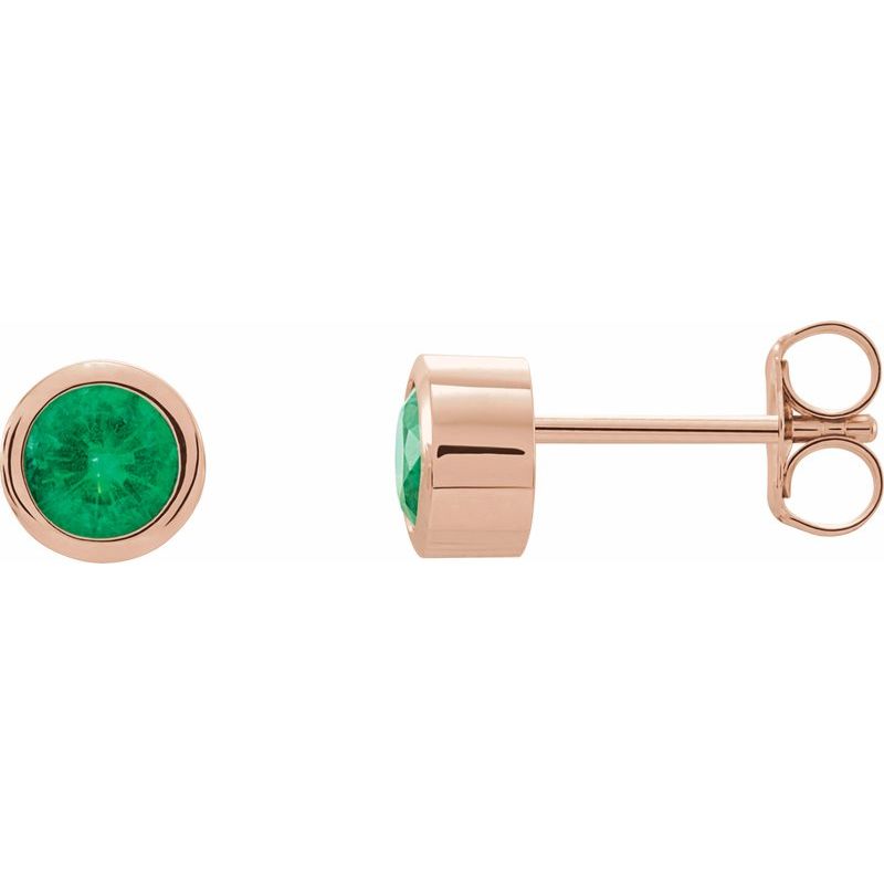 Round Bezel-Set Birthstone Stud Earrings