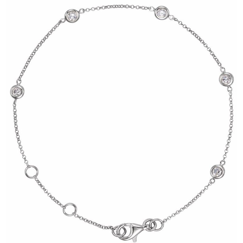 Bezel-Set Station Bracelet — 1/4 ctw Natural Diamond 5-Station 5 1/2-7″