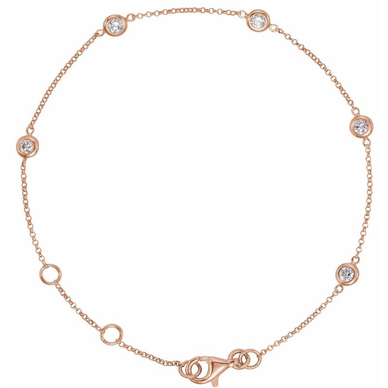 Bezel-Set Station Bracelet — 1/4 ctw Natural Diamond 5-Station 5 1/2-7″