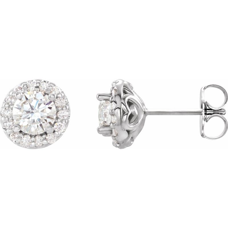 Round 4-Prong Halo-Style Earrings — Diamond