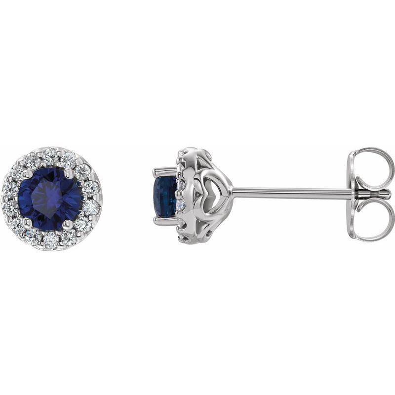Round 4-Prong Halo-Style Earrings — Diamond