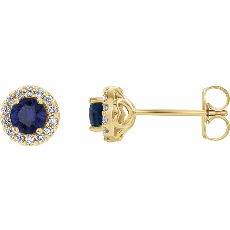 Round 4-Prong Halo-Style Earrings — Diamond