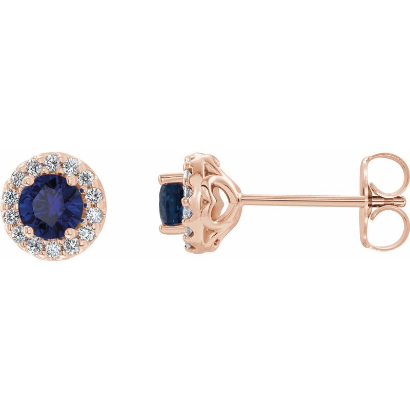 Round 4-Prong Halo-Style Earrings — Diamond