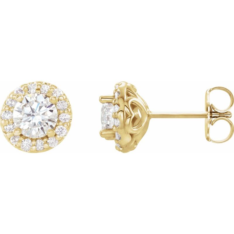 Round 4-Prong Halo-Style Earrings — Diamond