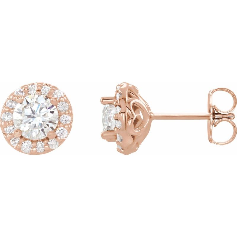Round 4-Prong Halo-Style Earrings — Diamond