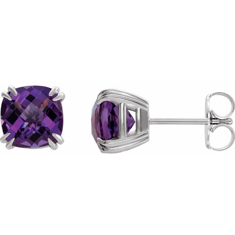 Cushion Double Claw-Prong Stud Earrings