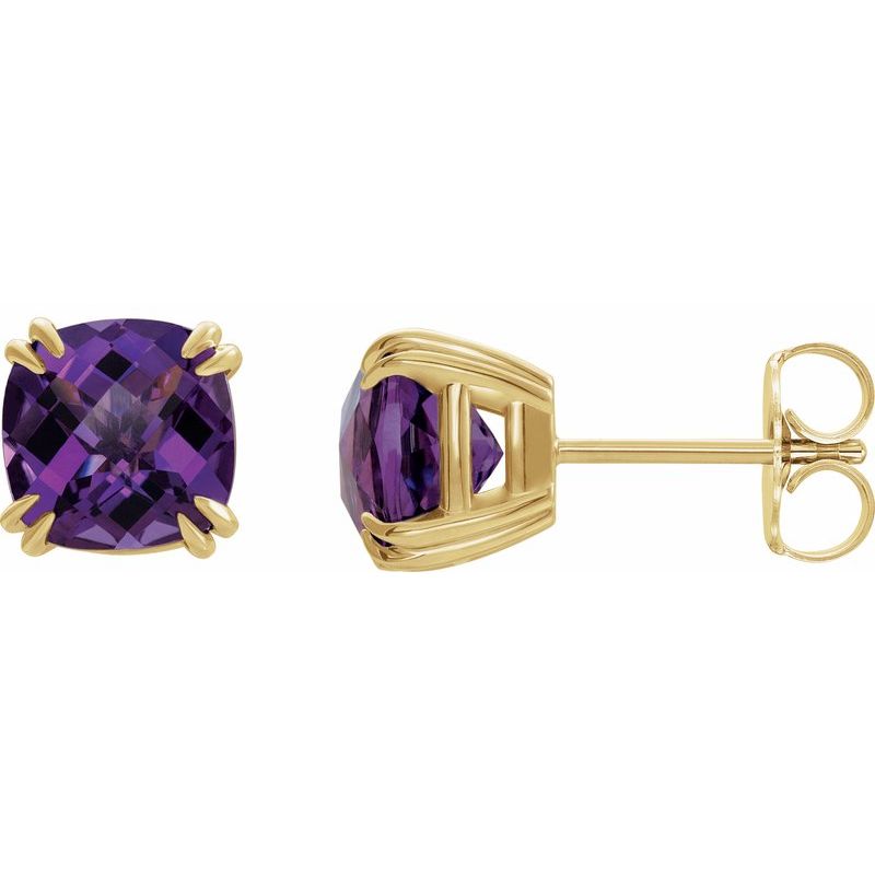 Cushion Double Claw-Prong Stud Earrings