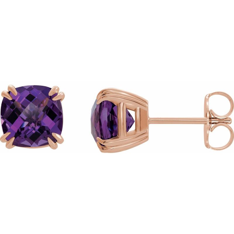 Cushion Double Claw-Prong Stud Earrings