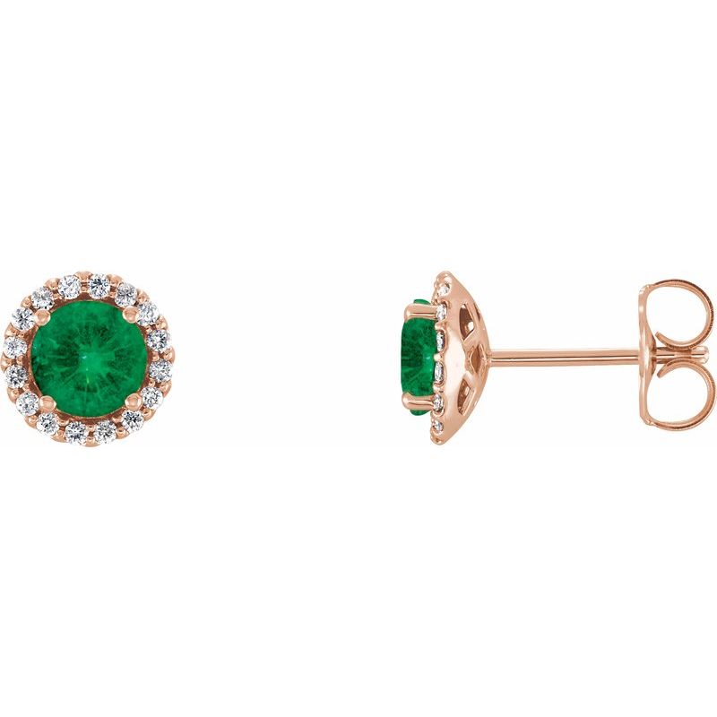Round 4-Prong Halo-Style Earrings — Natural Diamond