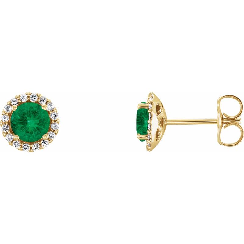 Round 4-Prong Halo-Style Earrings — Natural Diamond