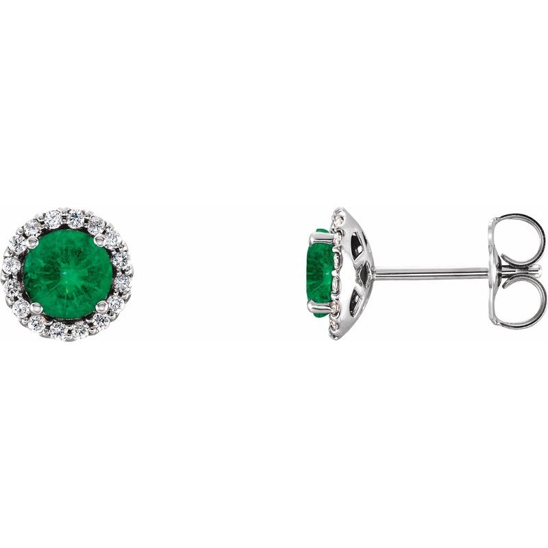 Round 4-Prong Halo-Style Earrings — Natural Diamond