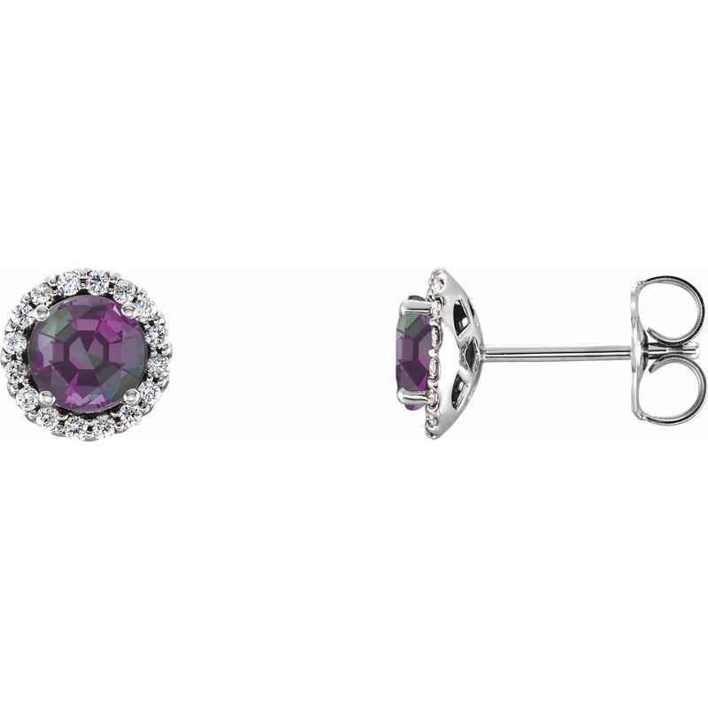 Round 4-Prong Halo-Style Earrings — Natural Diamond