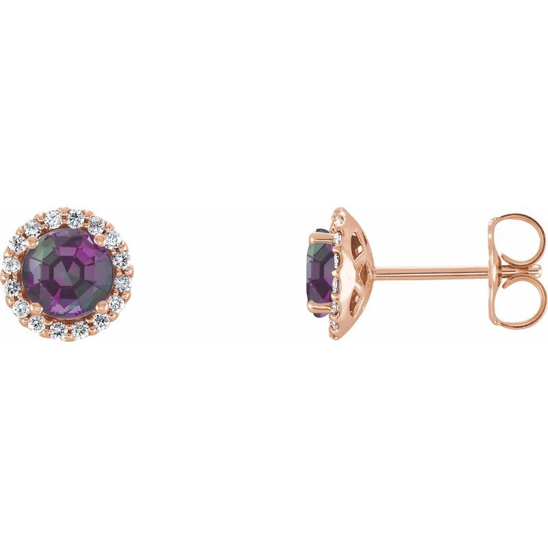 Round 4-Prong Halo-Style Earrings — Natural Diamond