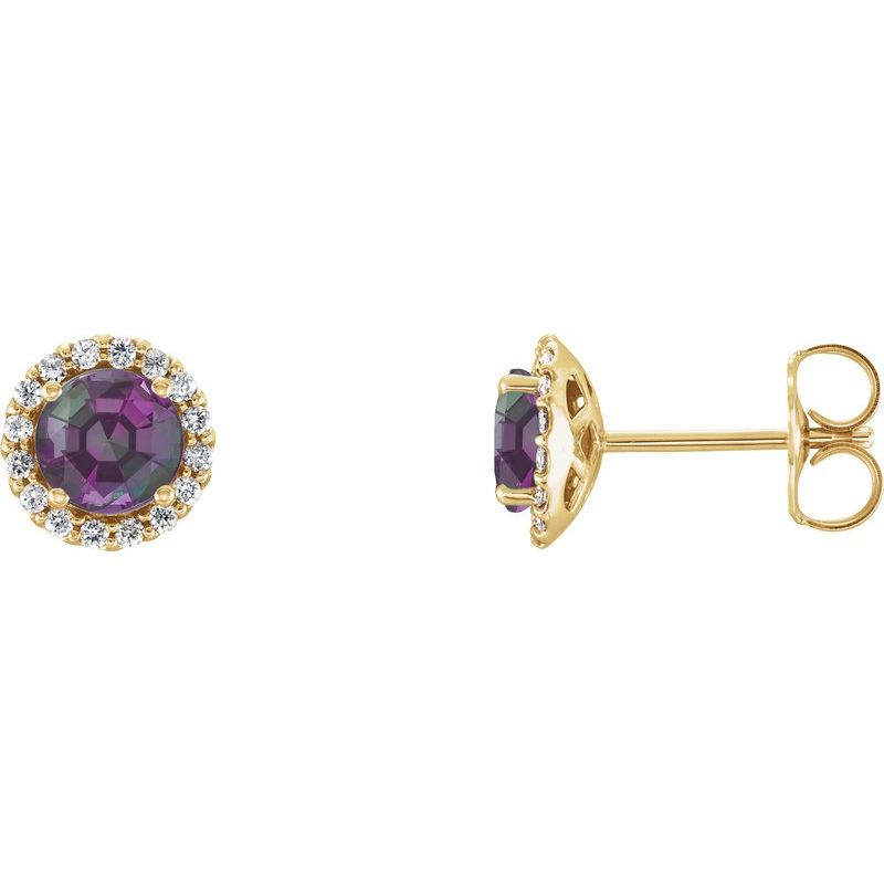 Round 4-Prong Halo-Style Earrings — Natural Diamond