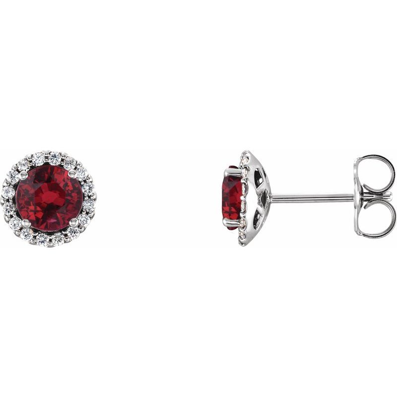Round 4-Prong Halo-Style Earrings — Natural Diamond