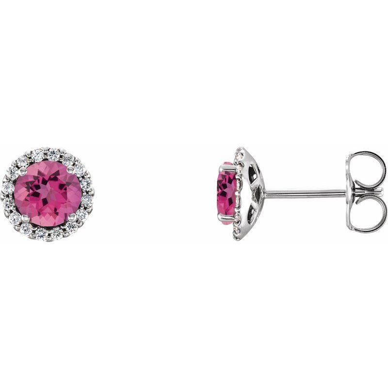 Round 4-Prong Halo-Style Earrings — Natural Diamond