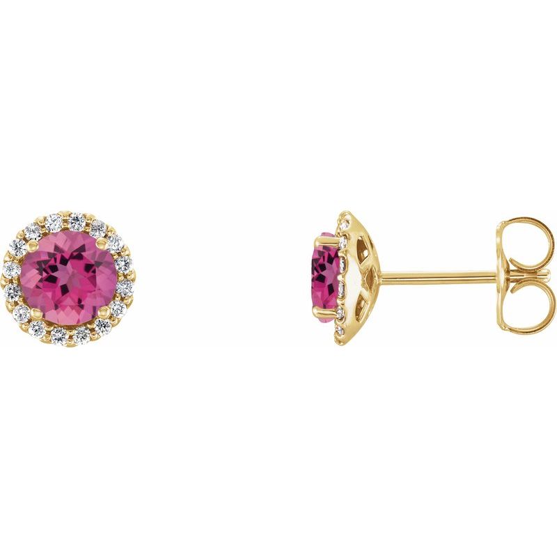 Round 4-Prong Halo-Style Earrings — Natural Diamond