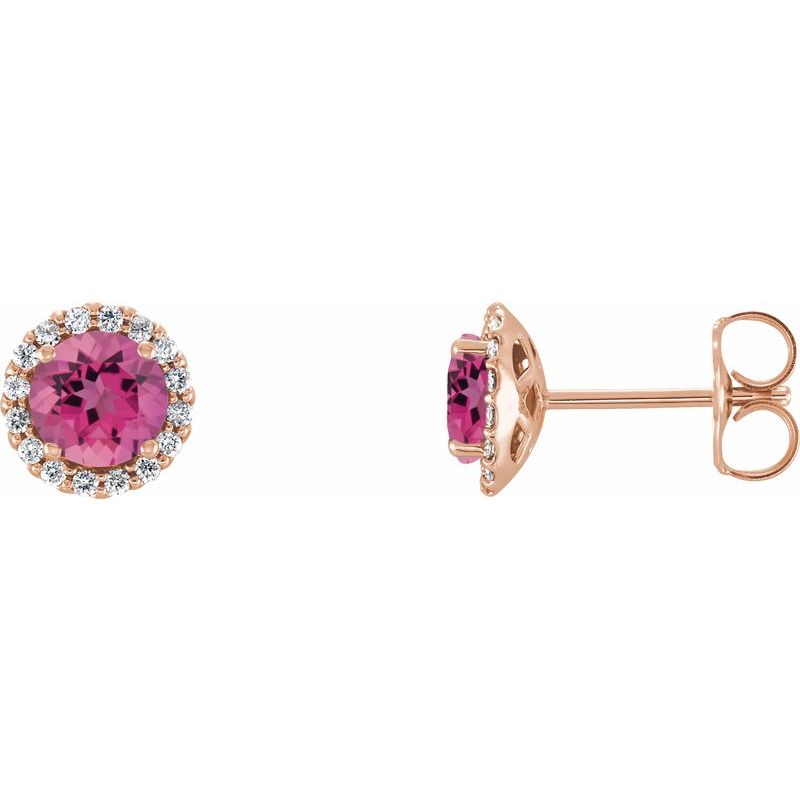 Round 4-Prong Halo-Style Earrings — Natural Diamond