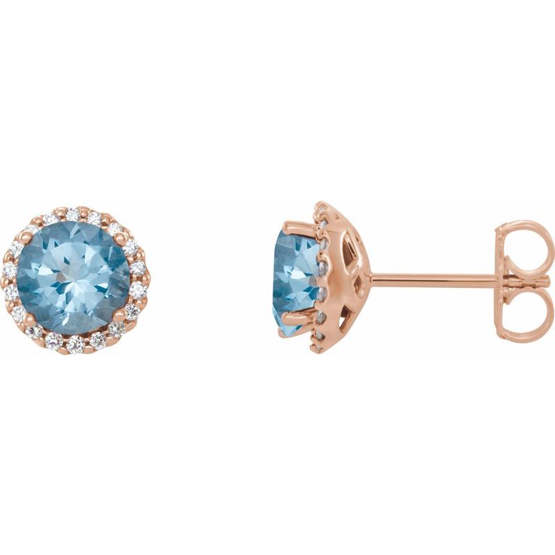 Round 4-Prong Halo-Style Earrings — Natural Diamond