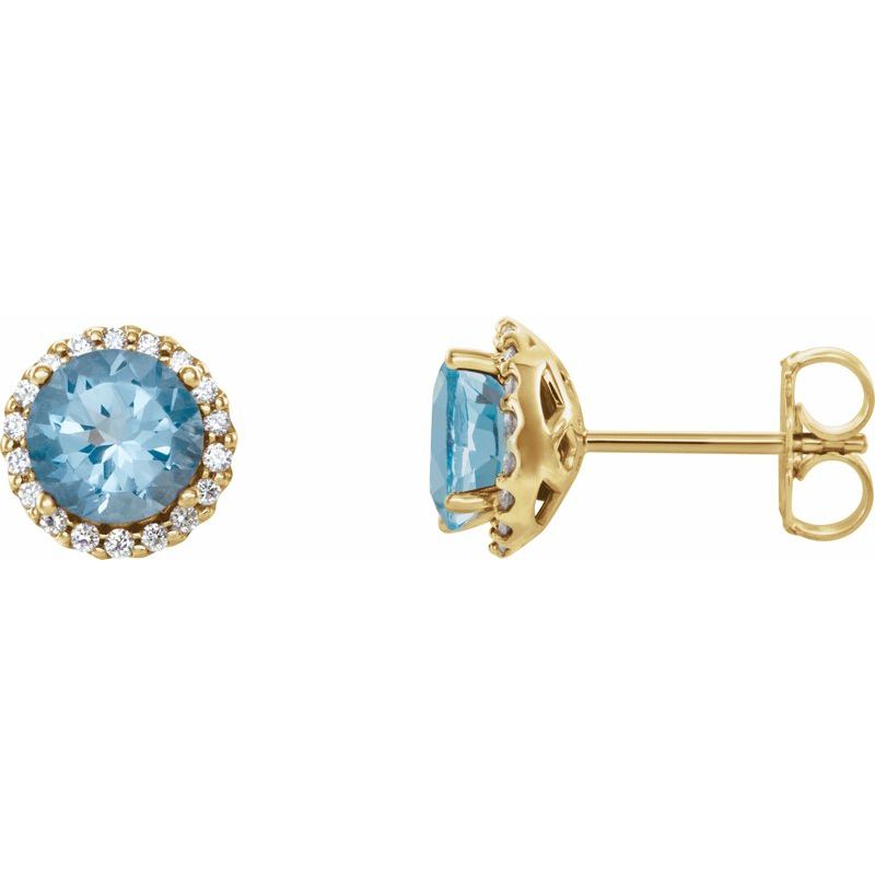 Round 4-Prong Halo-Style Earrings — Natural Diamond