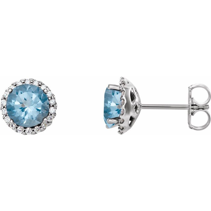 Round 4-Prong Halo-Style Earrings — Natural Diamond