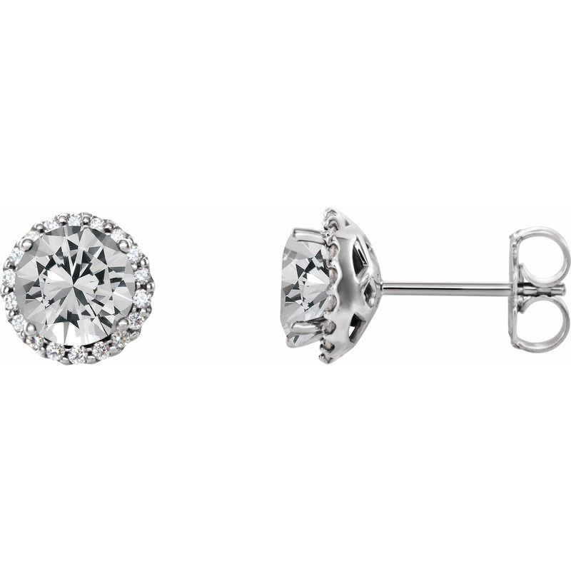 Round 4-Prong Halo-Style Earrings — Natural Diamond