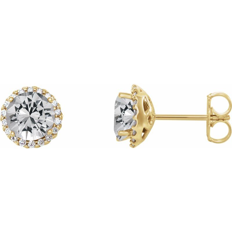 Round 4-Prong Halo-Style Earrings — Natural Diamond