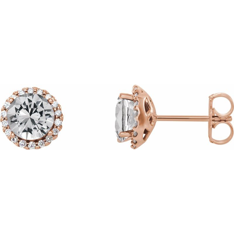 Round 4-Prong Halo-Style Earrings — Natural Diamond