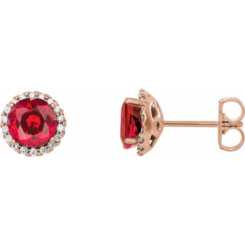 Round 4-Prong Halo-Style Earrings — Natural Diamond