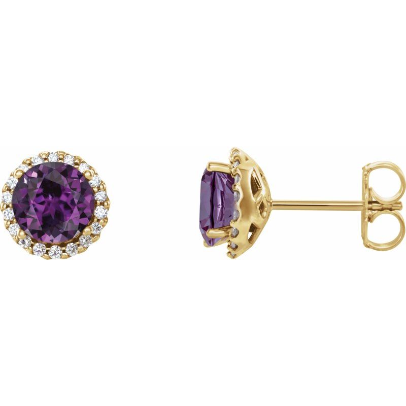 Round 4-Prong Halo-Style Earrings — Natural Diamond
