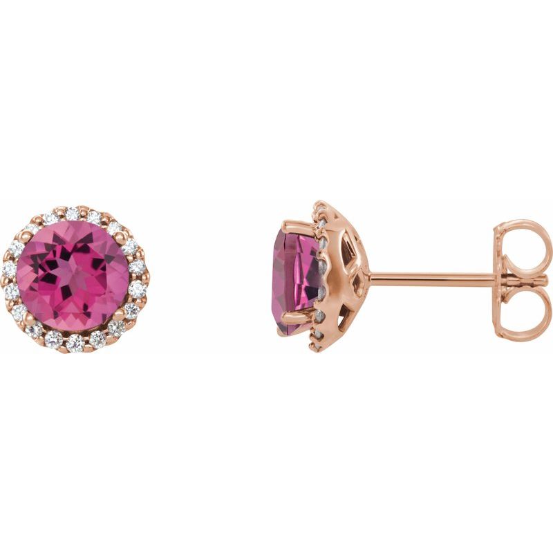 Round 4-Prong Halo-Style Earrings — Natural Diamond