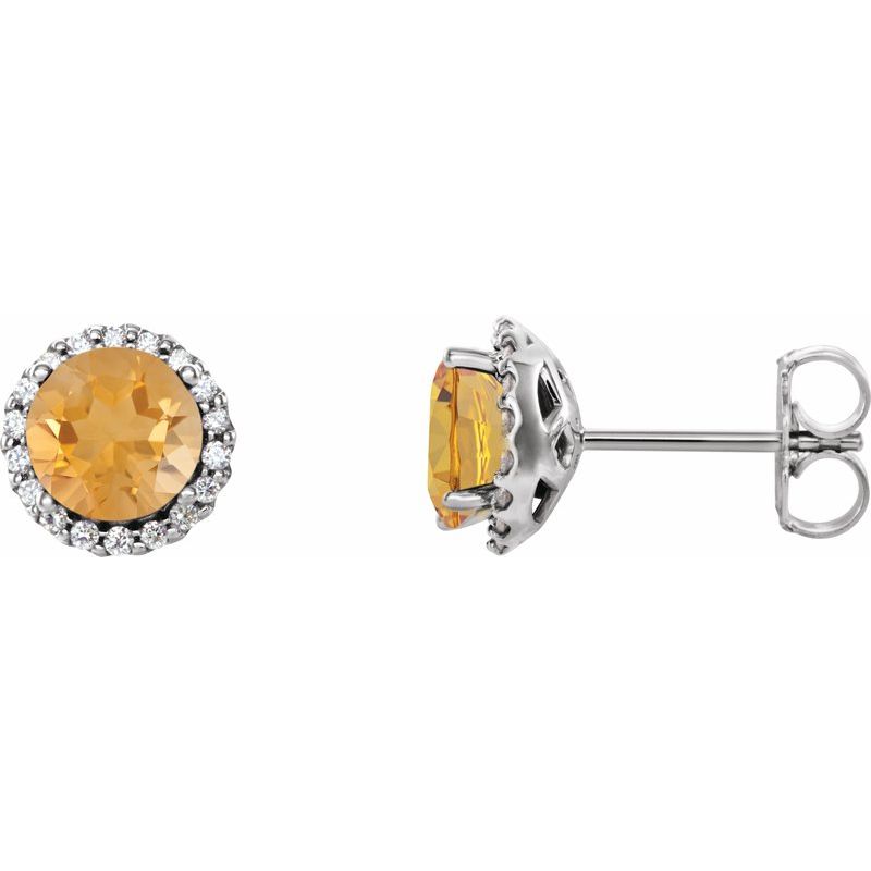 Round 4-Prong Halo-Style Earrings — Natural Diamond