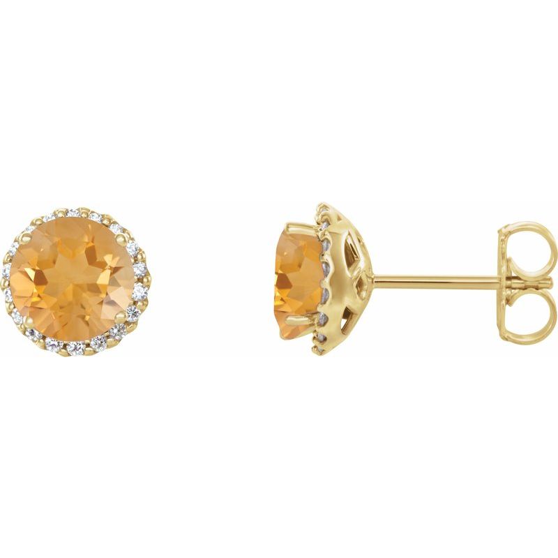 Round 4-Prong Halo-Style Earrings — Natural Diamond