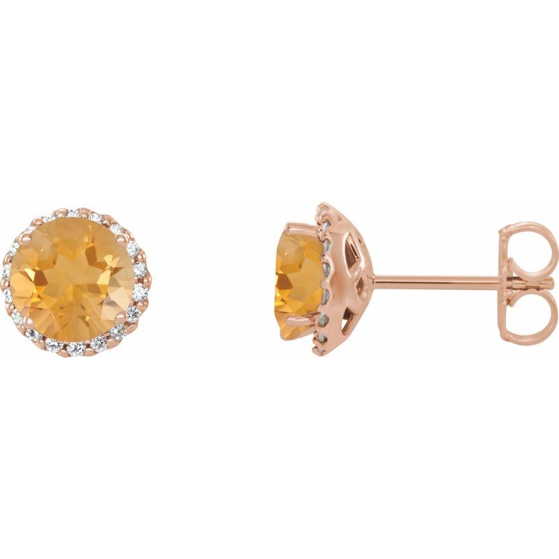 Round 4-Prong Halo-Style Earrings — Natural Diamond