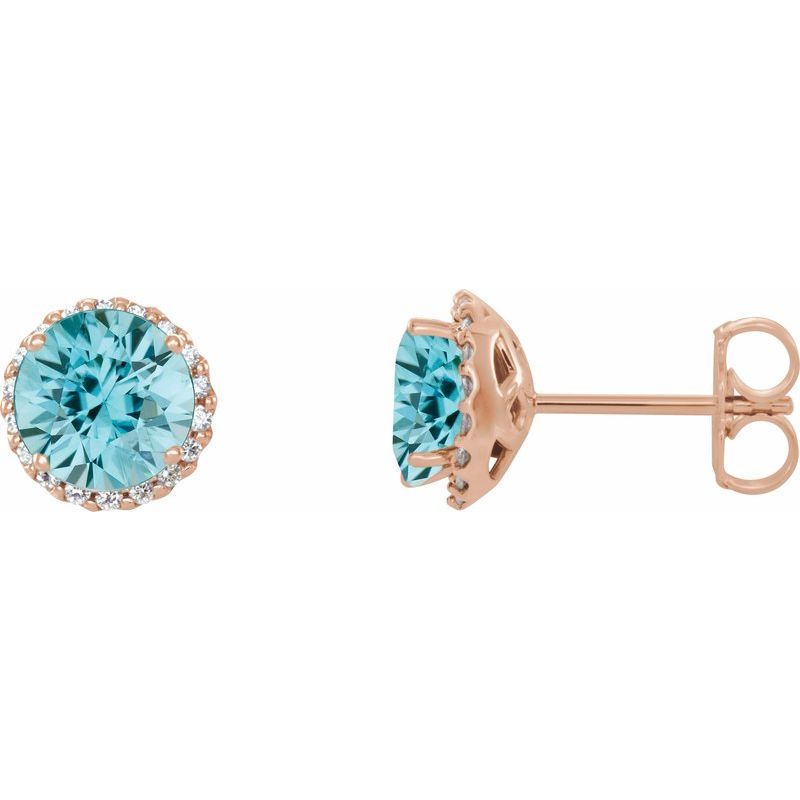 Round 4-Prong Halo-Style Earrings — Natural Diamond